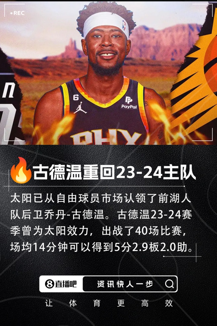 ??故地重游！Shams：太陽在澄清期認領(lǐng)了前湖人后衛(wèi)古德溫